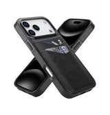 iPhone 18 Pro - Litchi Læder Cover M. Kortholder - Sort