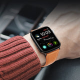 Apple Watch 38mm | Apple Watch (38/40/SE/41/42mm) - DUX DUCIS™ Business ægte læderrem - Lys Brun - DELUXECOVERS.DK