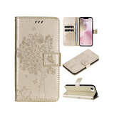 iPhone 16e | iPhone 16e - BUTTERFLY™ Læder Etui / Taske M. Pung - Gold - DELUXECOVERS.DK