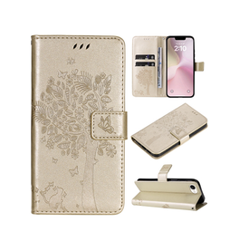 iPhone 16e | iPhone 16e - BUTTERFLY™ Læder Etui / Taske M. Pung - Gold - DELUXECOVERS.DK
