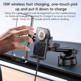 Mobilholder | YESIDO® - 15W Trådløs Biloplader m. Sugekop - Sort - DELUXECOVERS.DK