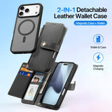 iPhone 17 Pro | iPhone 17 Pro - DUX DUCIS™ 2-i-1 Læder Etui M. Aftageligt Cover - sort - DELUXECOVERS.DK