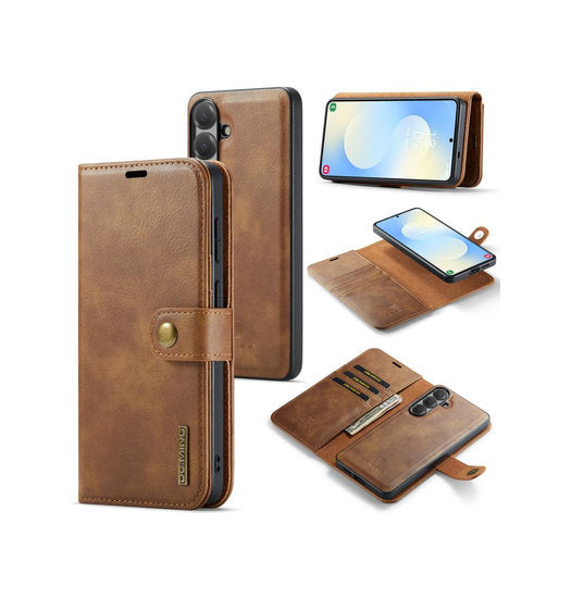 Samsung Galaxy S26 - Vintage 2-i-1 læder etui (aftageligt cover) – Brun – DG.MING™