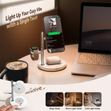 Magnetisk 4-i-1 Hurtigoplader med Natlampe | 15W Qi2 - Hvid
