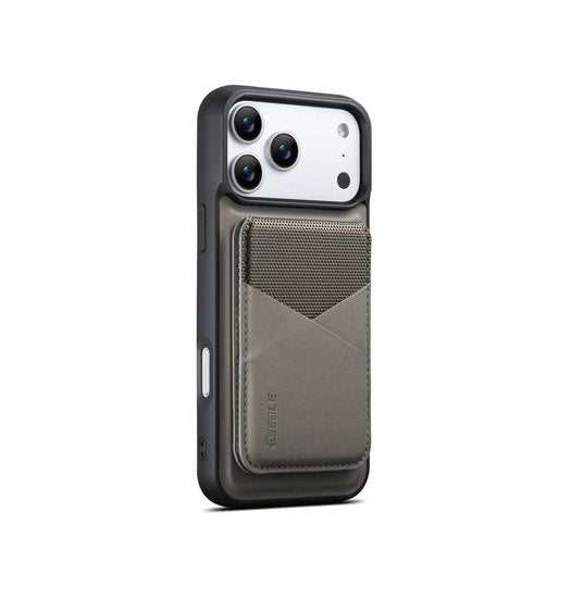 iPhone 17 Pro Max - MagSafe Læder Cover M. RFID Aftagelig Kortholder - Grå -  ESEBLE™