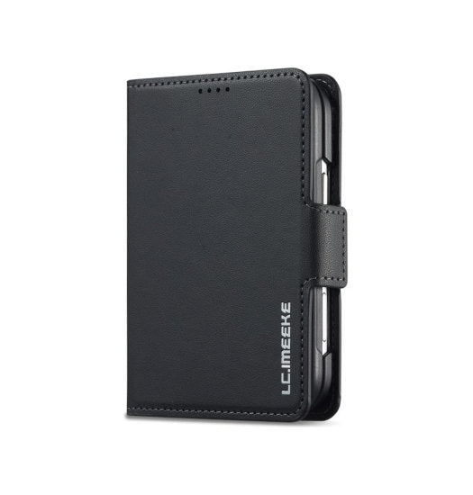 iPhone Duo – LC.IMEEKE™ Vegan Læder Etui / Pung - Sort