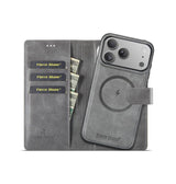 iPhone 17 Pro Max - Fierre Shann™ Vegan læder etui (aftageligt cover) – Grå