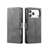 iPhone 17 Pro - Fierre Shann™ Vegan læder etui (aftageligt cover) – Grå