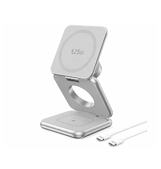 Qi2 25W Premium 3-i-1 Trådløs Oplader – Foldbar & MagSafe-kompatibel