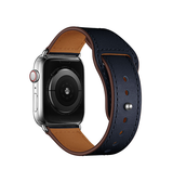 Apple Watch 42mm | Apple Watch (42/44/SE/45/46/49mm) - FINESSE Ægte Læder Rem - Navy - DELUXECOVERS.DK