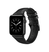 Apple Watch 38-42mm | Apple Watch (38/40/SE/41/42mm) - ICECASE™ Retro Ægte Læder Urrem - Sort - DELUXECOVERS.DK