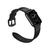 Apple Watch 42mm | Apple Watch (42/44/SE/45mm & Ultra) - Deluxe™ Milano Ægte Læder Rem - Sort - DELUXECOVERS.DK