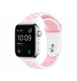 Apple Watch 38-42mm | Apple Watch (38/40/SE/41/42mm) - 4Run™ Silikone Løbe Sportsrem - Rose/Hvid - DELUXECOVERS.DK