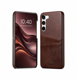 Samsung Galaxy S24 Plus | Samsung Galaxy S24 Plus - NX Design™ Læder Cover M. Kortholder - Brun - DELUXECOVERS.DK