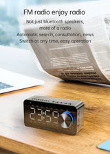 Skrivebordsur M. Bluetooth-højttaler, digital LED-belysning, FM-radio, & Alarmur