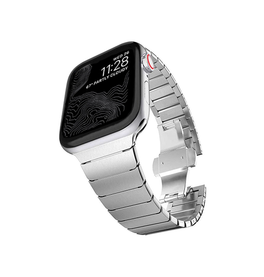 Apple Watch 38mm | Apple Watch (38/40/SE/41/42mm) - NX-Tech™ Raptor Stål Rem - Sølv - DELUXECOVERS.DK