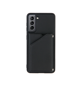 Samsung Galaxy S21+ | Samsung Galaxy S21+(Plus) - DELUXE™ Design Læder Bagcover Med Kortholder - Sort - DELUXECOVERS.DK