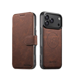 iPhone 17 Pro Max | iPhone 17 Pro Max - Suteni® 2-i-1 Læder Cover M. MagSafe - Brun - DELUXECOVERS.DK