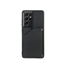 Samsung Galaxy S21 Ultra | Samsung Galaxy S21 Ultra - DELUXE™ Design Læder Bagcover Med Kortholder - Sort - DELUXECOVERS.DK