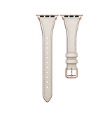 Apple Watch 42mm | Apple Watch (42/44/SE/45/46/49mm) -  L'Empiri™ Thin Ægte Læder Rem - Elfenben - DELUXECOVERS.DK