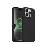 Soft Touch silikone cover i sort til iPhone Pro, set forfra og bagfra
