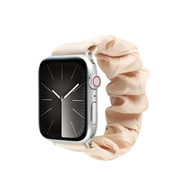 Apple Watch 38mm | Apple Watch (38/40/SE/41/42mm) - Scrunchie Velour Dame Armbånd - Fersken - DELUXECOVERS.DK