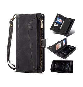 iPhone 16 Pro | iPhone 16 Pro - ESEBLE™ Læder Cover Etui M. Pung - Sort - DELUXECOVERS.DK