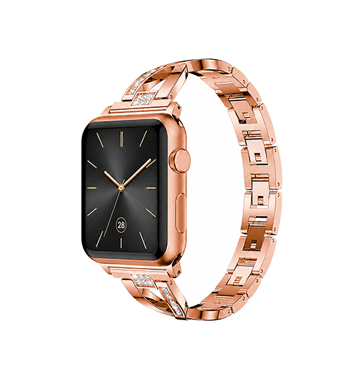 Apple Watch 42-49mm | Apple Watch (42/44/SE/45/46/49mm) - Diamant Stål Dame Urrem - Roseguld - DELUXECOVERS.DK