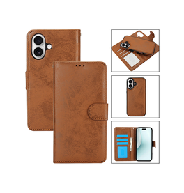 iPhone 16 Plus | iPhone 16 Plus - Vintage 2-In-1 Læder Etui M. Aftageligt Cover - Brun - DELUXECOVERS.DK