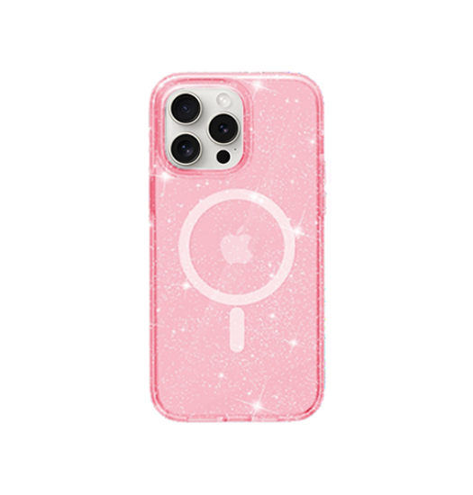 iPhone 15 Pro Max | iPhone 15 Pro Max - DeLX™ Glitter Silikone Cover M. MagSafe - Pink - DELUXECOVERS.DK