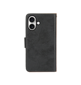 iPhone 16 Plus | iPhone 16 Plus - Vintage 2-In-1 Læder Etui M. Aftageligt Cover - Sort - DELUXECOVERS.DK
