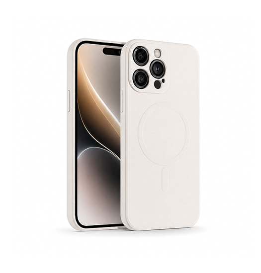 iPhone 14 Pro | iPhone 14 Pro - Magnetisk Silikone Cover M. MagSafe - Beige - DELUXECOVERS.DK