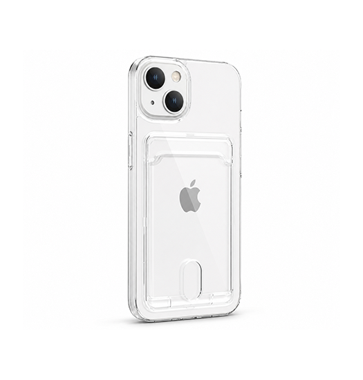 iPhone 14 | iPhone 14 - DeLX™ Silikone Cover Med Kortholder - Gennemsigtig - DELUXECOVERS.DK