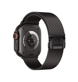 Apple Watch 42mm | Apple Watch (42/44/SE/45/46/49mm) - Milanese Umbrella Buckle Rem - Sort - DELUXECOVERS.DK