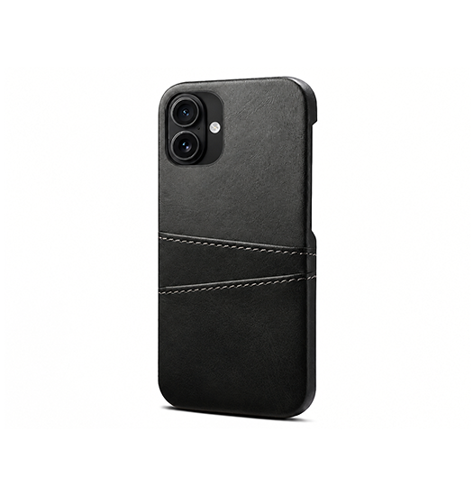 iPhone 16 Plus | iPhone 16 Plus - NX Design™ Læder Cover M. Kortholder - Sort - DELUXECOVERS.DK