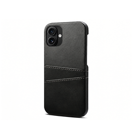 iPhone 16 | iPhone 16 - NX Design™ Læder Cover M. Kortholder - Sort - DELUXECOVERS.DK