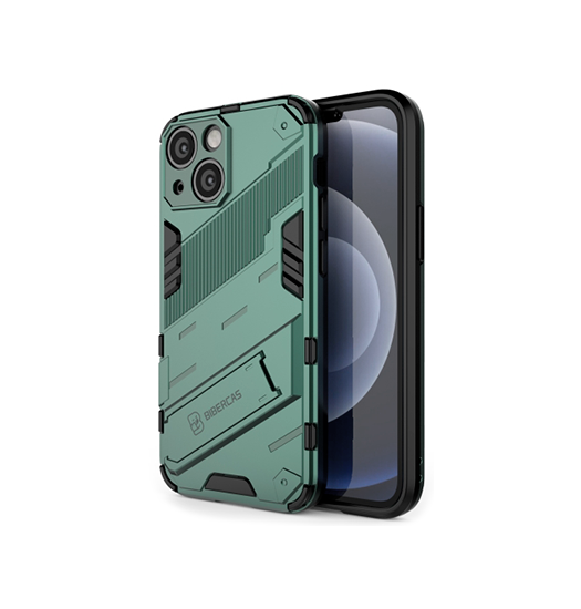iPhone 13 | iPhone 13 - Eagle™ PRZ Stødsikkert Cover M. Kickstand - Emerald / Grøn - DELUXECOVERS.DK