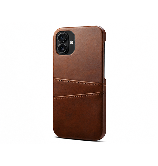iPhone 16 | iPhone 16 - NX Design™ Læder Cover M. Kortholder - Brun - DELUXECOVERS.DK