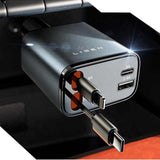 USB oplader | Biloplader M. udtrækkelig USB-C & Lightning - 100W - LISEN™ - DELUXECOVERS.DK