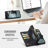 iPhone 16e - CaseMe™ 008 Læder Etui M. aftageligt Cover - Sort