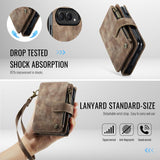 iPhoneDuo | iPhone Duo – CaseMe™ Multifunktionel Læder Etui / Pung - Brun - DELUXECOVERS.DK