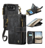 iPhoneDuo | iPhone Duo – CaseMe™ Multifunktionel Læder Etui / Pung - Sort - DELUXECOVERS.DK