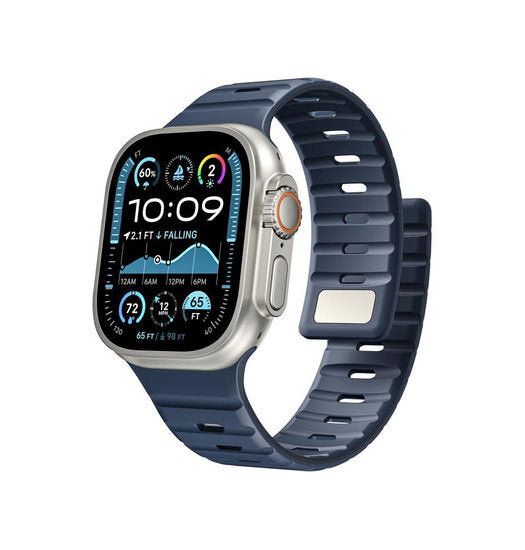 Apple Watch 38-42mm | Apple Watch (38/40/SE/41/42mm) - Magnetisk Silikonerem - Mørkeblå - DELUXECOVERS.DK