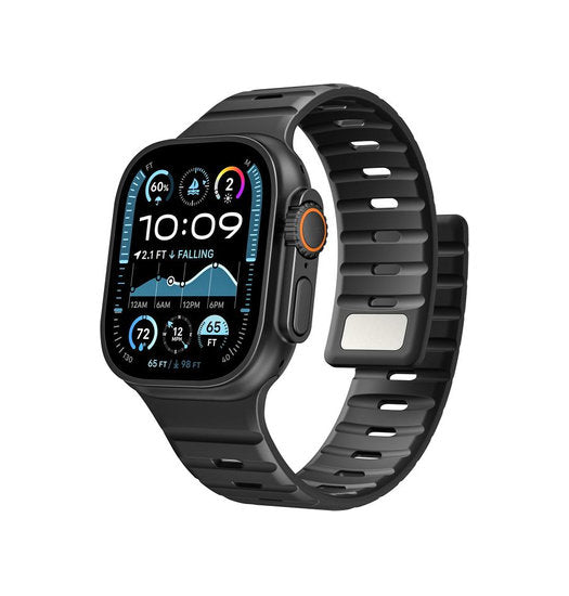 Apple Watch 42-49mm | Apple Watch (42/44/SE/45/46/49mm) - Magnetisk Silikonerem - Sort - DELUXECOVERS.DK