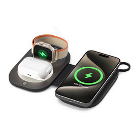 Ladestation / Trådløs oplader | Foldbar 3-i-1 Trådløs Oplader - MagSafe Kompatibel - 23W - DELUXECOVERS.DK