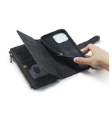 iPhone 16 Pro Max | iPhone 16 Pro Max - CaseMe™ Multifunktionel Læder Etui / Pung - Sort - DELUXECOVERS.DK