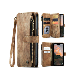 iPhone 15 Plus | iPhone 15 Plus - CaseMe™ Multifunktionel Læder Etui / Pung - Brun - DELUXECOVERS.DK