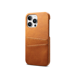 iPhone 13 Pro Max | iPhone 13 Pro Max - NX Design™ Læder Cover M. Kortholder - Lysebrun - DELUXECOVERS.DK