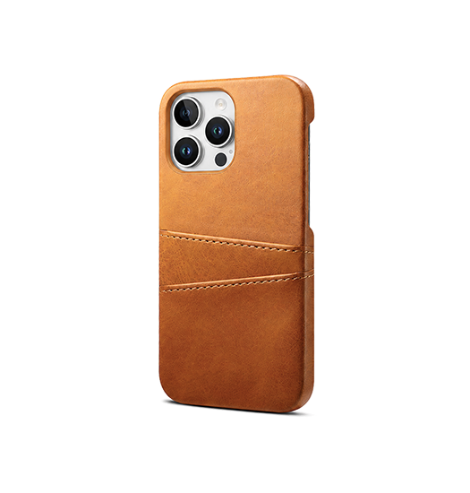 iPhone 13 Pro Max | iPhone 13 Pro Max - NX Design™ Læder Cover M. Kortholder - Lysebrun - DELUXECOVERS.DK