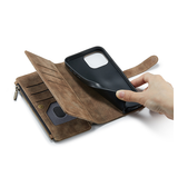 iPhone 15 Plus | iPhone 15 Plus - CaseMe™ Multifunktionel Læder Etui / Pung - Brun - DELUXECOVERS.DK